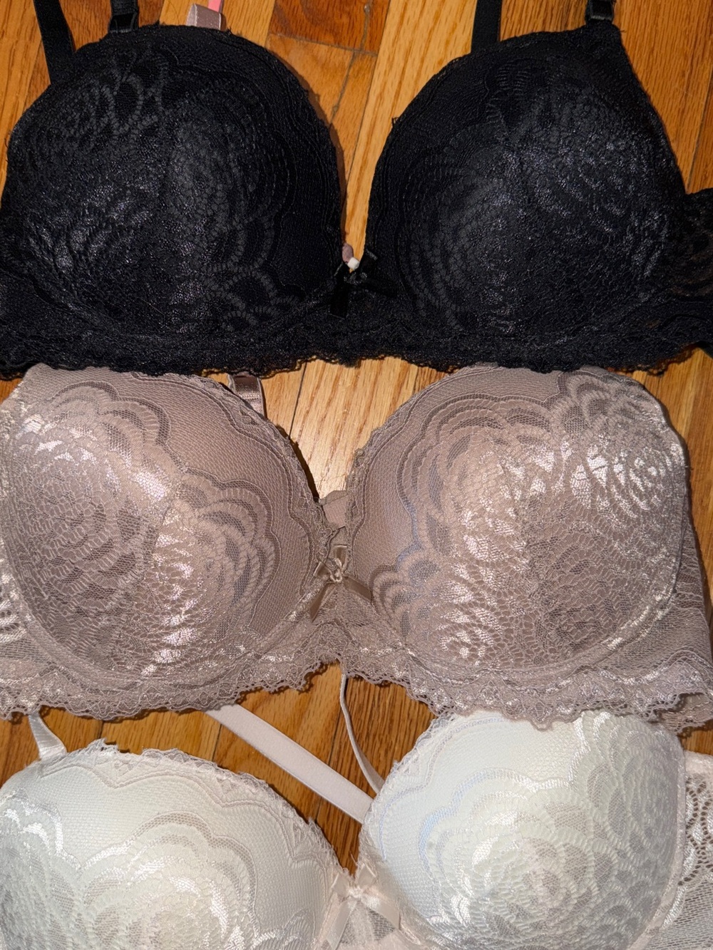 Lace Push-Up Bra - Black, Taupe, Ivory